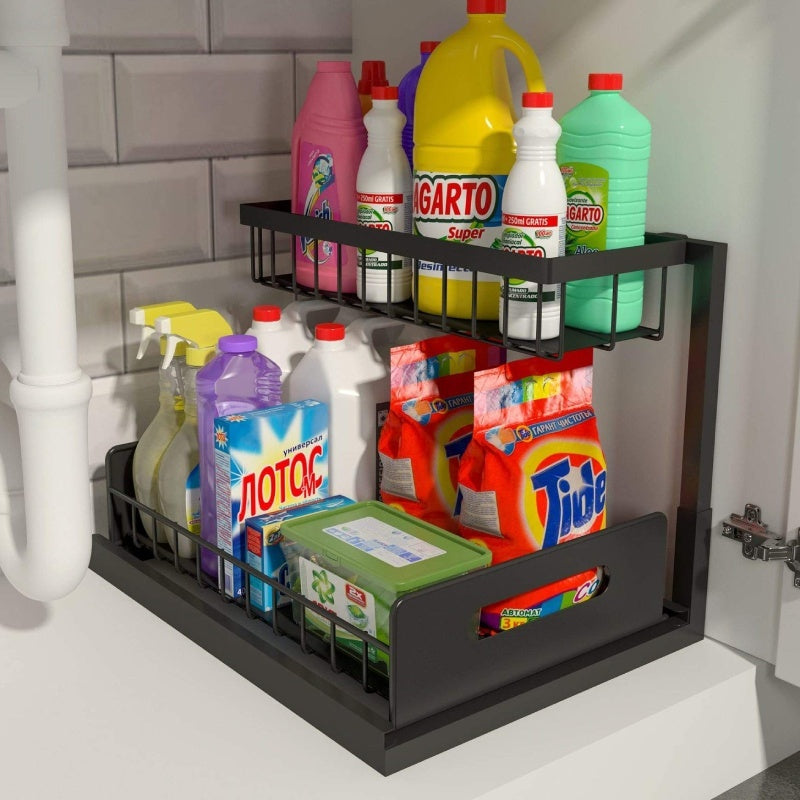 Black Two-Tier Utility Rack